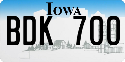 IA license plate BDK700