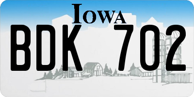 IA license plate BDK702