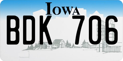 IA license plate BDK706