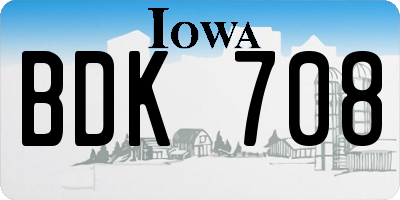 IA license plate BDK708