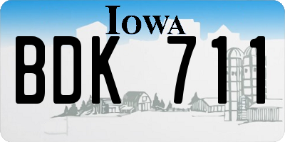 IA license plate BDK711