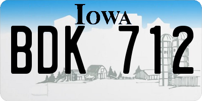 IA license plate BDK712
