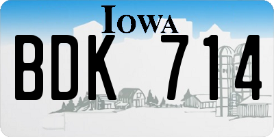 IA license plate BDK714