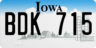 IA license plate BDK715