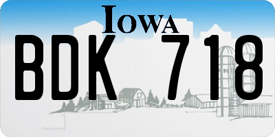 IA license plate BDK718