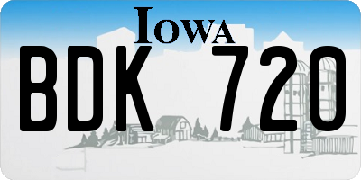 IA license plate BDK720