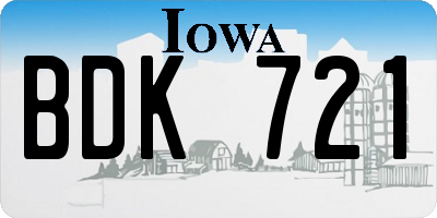 IA license plate BDK721