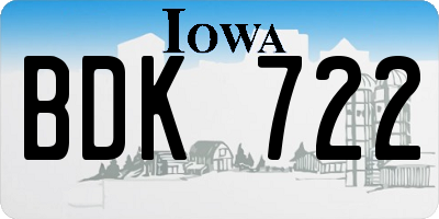 IA license plate BDK722