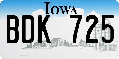 IA license plate BDK725