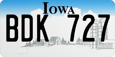 IA license plate BDK727