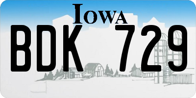 IA license plate BDK729