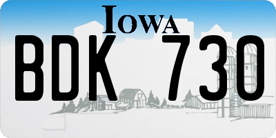 IA license plate BDK730