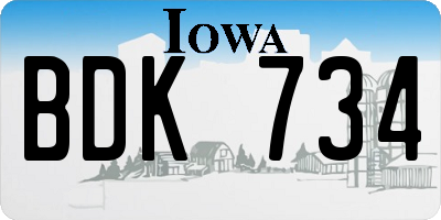 IA license plate BDK734