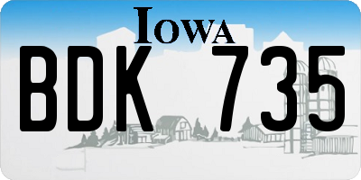 IA license plate BDK735