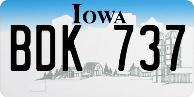 IA license plate BDK737