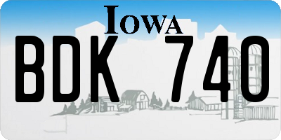 IA license plate BDK740