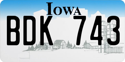 IA license plate BDK743