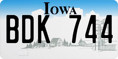 IA license plate BDK744