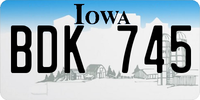 IA license plate BDK745