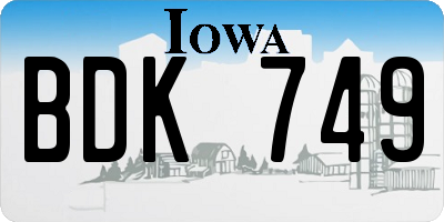 IA license plate BDK749