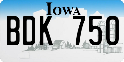 IA license plate BDK750