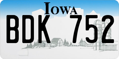 IA license plate BDK752