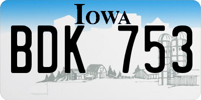 IA license plate BDK753