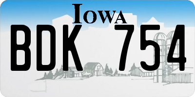 IA license plate BDK754