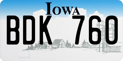 IA license plate BDK760
