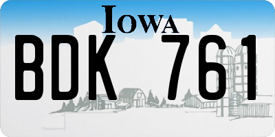 IA license plate BDK761