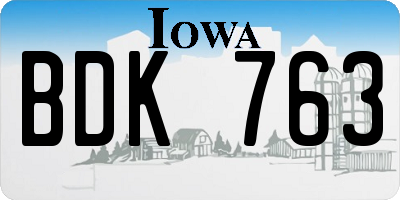 IA license plate BDK763