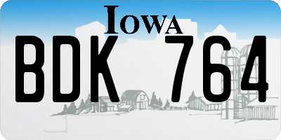 IA license plate BDK764