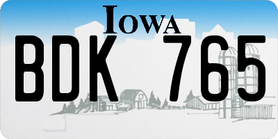 IA license plate BDK765