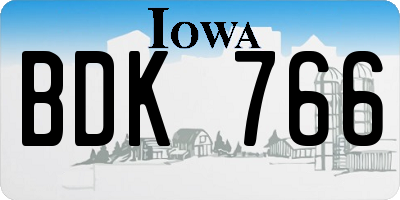 IA license plate BDK766