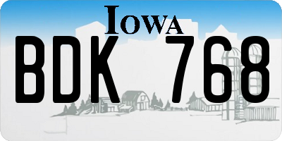 IA license plate BDK768