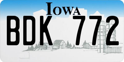 IA license plate BDK772