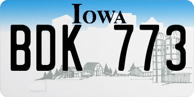 IA license plate BDK773