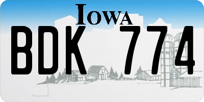 IA license plate BDK774