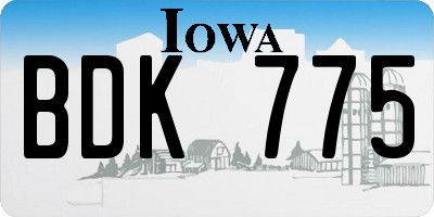 IA license plate BDK775