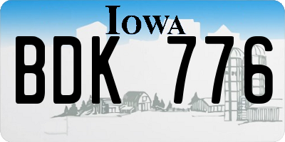 IA license plate BDK776