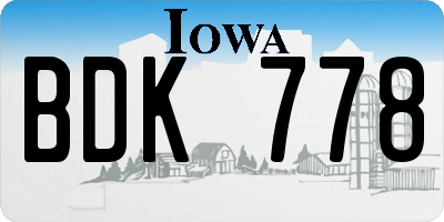 IA license plate BDK778