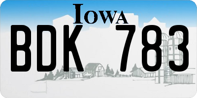 IA license plate BDK783
