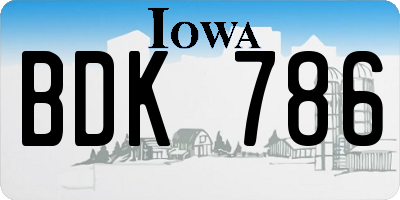 IA license plate BDK786