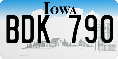 IA license plate BDK790