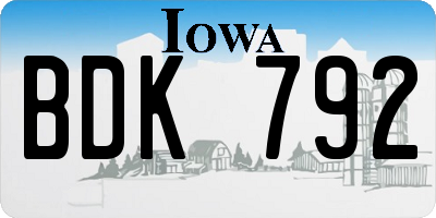 IA license plate BDK792