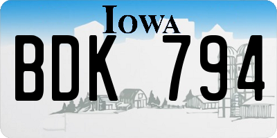 IA license plate BDK794
