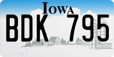 IA license plate BDK795