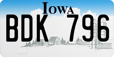 IA license plate BDK796