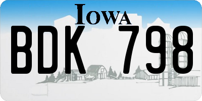 IA license plate BDK798