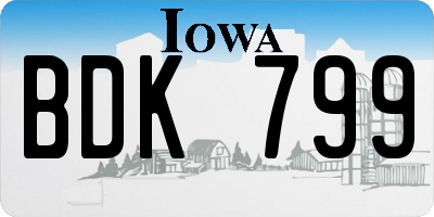IA license plate BDK799